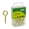 Haczyki oczkowe wkręcane 3,3x40mm oczko 12mm mosiądzowane 15szt.