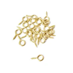 Haczyki oczkowe wkręcane 2x20mm oczko 6mm mosiądzowane 26szt.