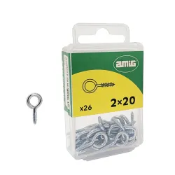 Haczyki oczkowe wkręcane 2x20mm oczko 6mm cynkowane 26szt.