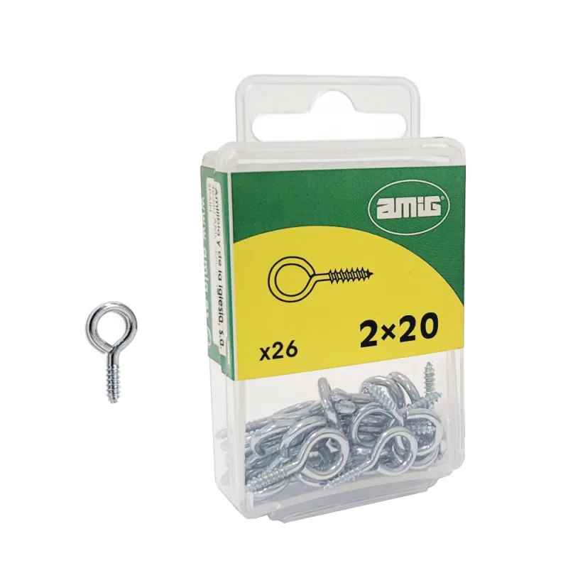 Haczyki oczkowe wkręcane 2x20mm oczko 6mm cynkowane 26szt.