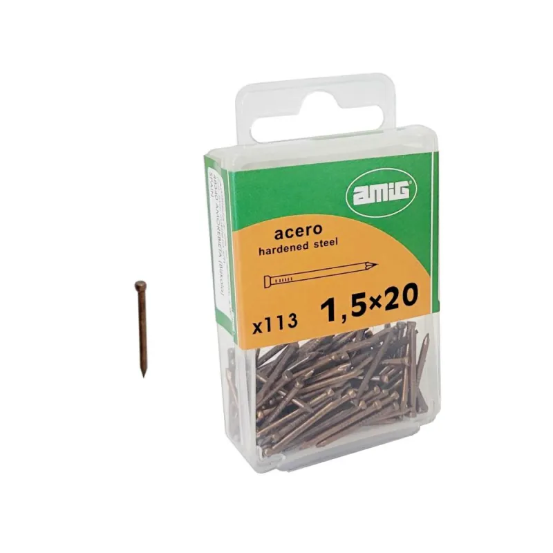 Gwoździe gwoździki do betonu 1,5x20mm stalowy miedziowany 113 sztuk