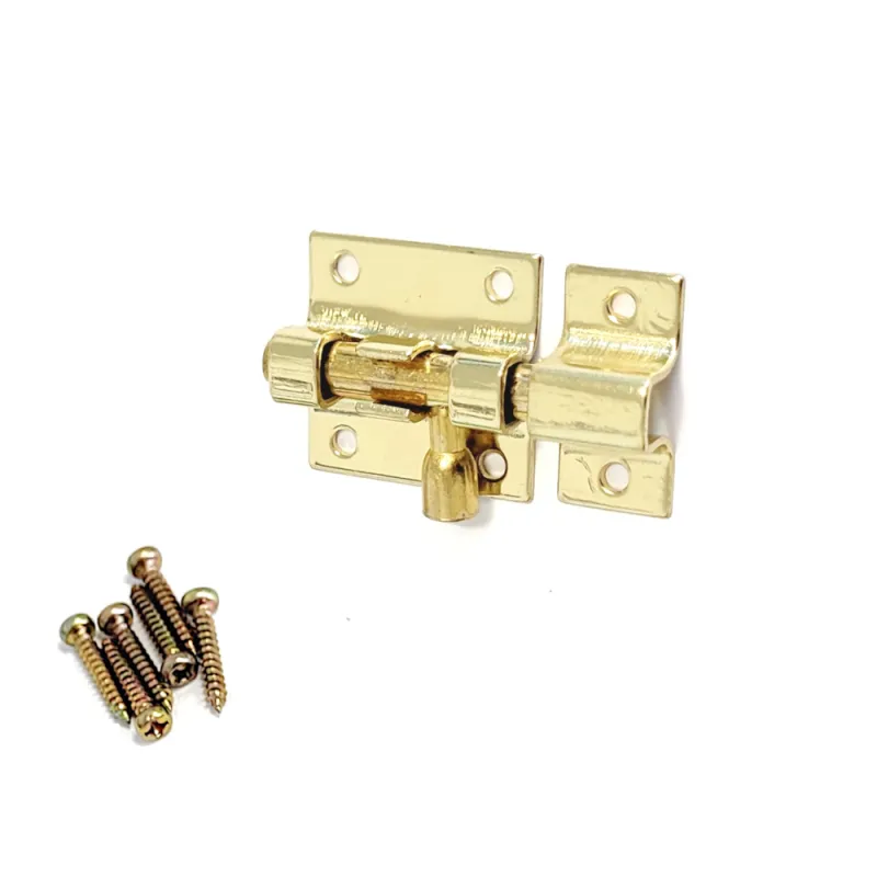 Zasuwka meblowa stalowa 30x28mm mosiądzowana mod. 390