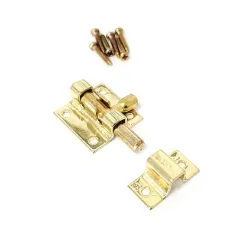 Zasuwka meblowa stalowa 30x28mm mosiądzowana mod. 390