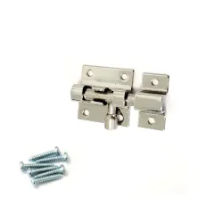 Zasuwka meblowa stalowa 30x28mm niklowana mod. 390