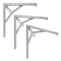 Wspornik półki składany stalowy srebrny 300x305mm mod. 8