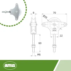 Bloczek do linek ze śrubą M6-60mm plastikowe kółko mod.11