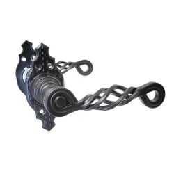 Klamka czarna rustykalna na ozdobnym szyldzie 100x44mm mod. 102K AMIG