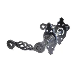 Klamka czarna rustykalna na ozdobnym szyldzie 100x44mm mod. 102K AMIG