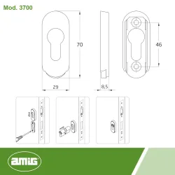 Szyld wkładki owalny 70x29mm aluminiowy biały mod.3700 DIS