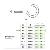 Haczyki półpełne 2x20mm mosiądzowane półoczka wkręcane 26szt.