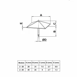 Ćwiek gwóźdź ozdobny piramida 28x28mm czarny mod.2