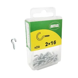 Haczyki półpełne 2x16mm cynkowane półoczka wkręcane 26szt.