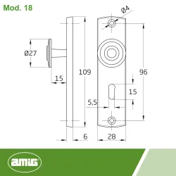 Gałka z szyldem 109x28 na klucz mosiądzowana mod. 18