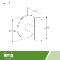 Wieszak łazienkowy czarny 60mm przyklejany mod. 6 DIS