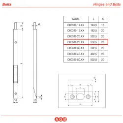 Zasuwa czołowa suwana 16x250mm mosiądzowana KANTRYGIEL