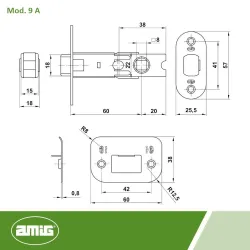 Zamek oszczędnościowy 60mm INOX mod. 9A