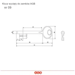 Klucz dodatkowy czarny nr 09 do zamków firmy AGB