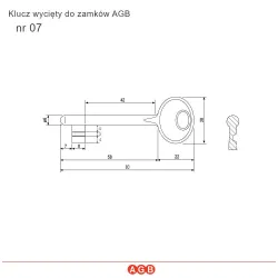 Klucz dodatkowy czarny nr 07 do zamków firmy AGB i AGAS