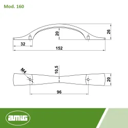 Uchwyt meblowy 96mm nikiel szczotkowany mod. 160