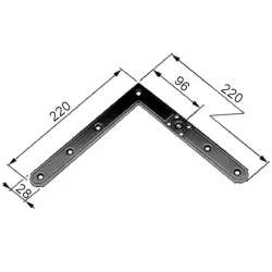Narożnik 220x220mm bez powłoki 96mm górny prawy - dolny lewy