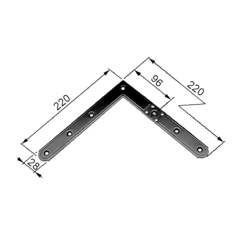 Narożnik 220x220mm bez powłoki 96mm górny prawy - dolny lewy