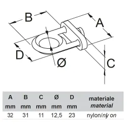 Hak na panel narzędziowy oczko 12mm Ref. 472