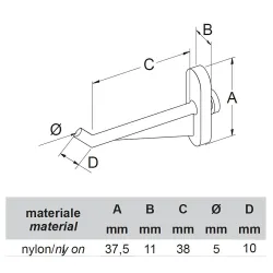 Hak na panel narzędziowy prosty 38mm Ref. 474