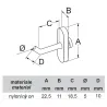 Hak na panel narzędziowy prosty 18mm Ref. 475