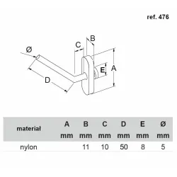 Hak na panel narzędziowy pochylony 50mm Ref. 476