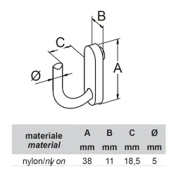 Hak na panel narzędziowy U Ref. 478