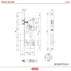 Zamek na wkładkę 90/50 cynkowany z dźwignią czoło 18x238mm PATENT