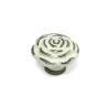 Gałka meblowa ceramiczna Róża 45mm kremowo srebna IT-P41