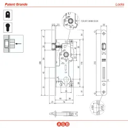 Zamek na wkładkę z dźwignią 90/50 mosiądzowany F22 t.9 PATENT GRANDE