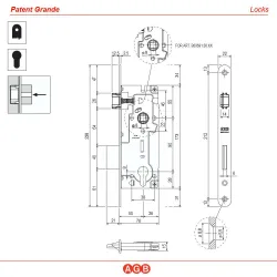 Zamek na wkładkę z dźwignią 90/50 niklowany F22 t.8 PATENT Grande