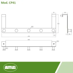 Wieszak na drzwi 5-punktowy 420x160mm czarny mod. CP41