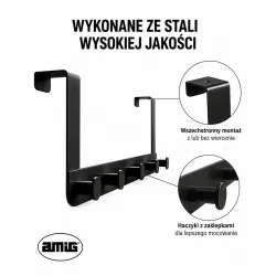 Wieszak na drzwi 5-punktowy 420x160mm czarny mod. CP41