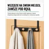 Wieszak na drzwi 4-punktowy czarny z drewnianymi haczykami 350x172mm mod. CP44