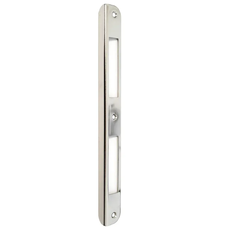 Zaczep kątowy 210x20x10mm nikiel połysk zaokrąglony do zamków PATENT i SICUREZZA