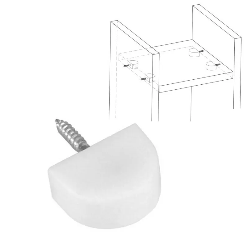 Podpórki meblowe plastikowa z wkrętem biale 19x14mm 8szt. mod.165