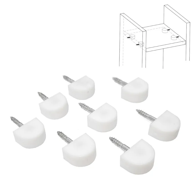 Podpórki meblowe plastikowe białe z wkrętem13x10mm 8szt. mod.165