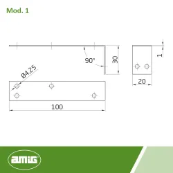 Kątownik montażowy 100x30x20mm stalowy mod.1