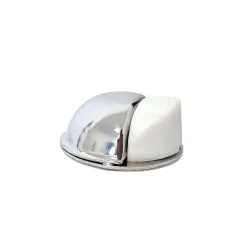 Odbój drzwiowy 50x22mm chrom / biały odbojnik podłogowy mod. 402