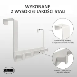 Wieszak na drzwi 5-punktowy 42cm jasny beż mod. CP41