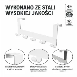 Wieszak na drzwi 5-punktowy 43,5cm jasny beż mod. CP42