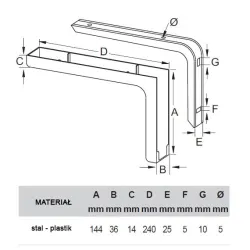 Wspornik półki beż 144x240mm mod. LEONARDO, 2szt. TA