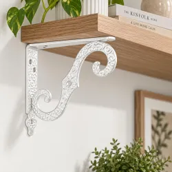 Wspornik półki ornamentalny stalowy biały 115x150mm mod.2