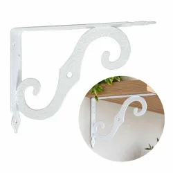 Wspornik półki ornamentalny stalowy biały 90x100mm mod.2