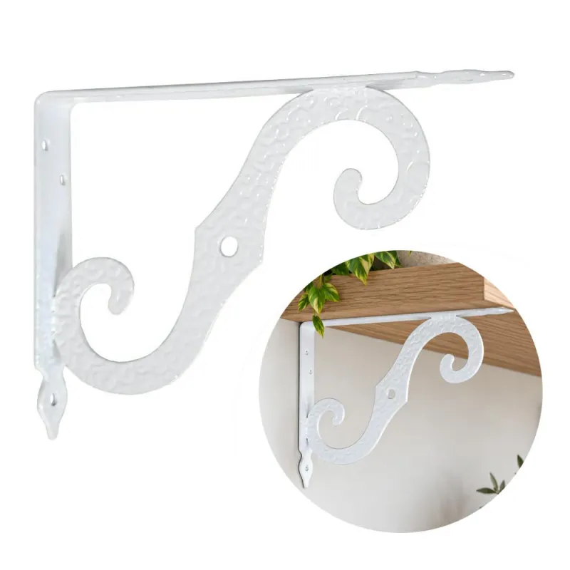 Wspornik półki ornamentalny stalowy biały 150x200mm mod.2