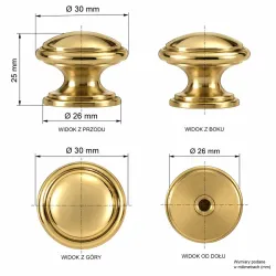 Gałka meblowa mosiężna 30mm mod. 440
