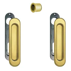 Uchwyty wpuszczane owalne 152x36mm mosiężne mod. SCIVOLA-F + uchwyt na palec